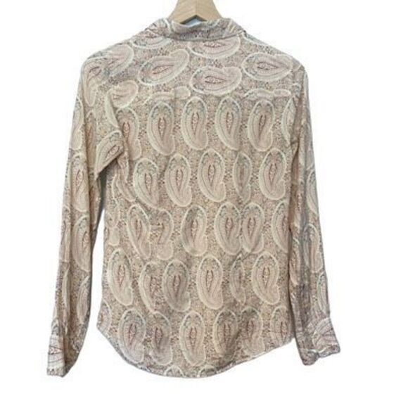 J Crew Extra Small Size 0 The Perfect Shirt Paisley Button Down Cotton Silk - Picture 5 of 8